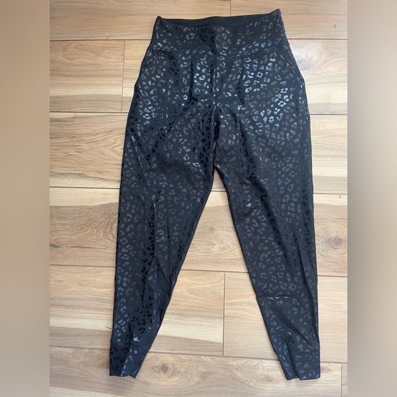 The Gym People Pants - Black Leopard Print Track Pants